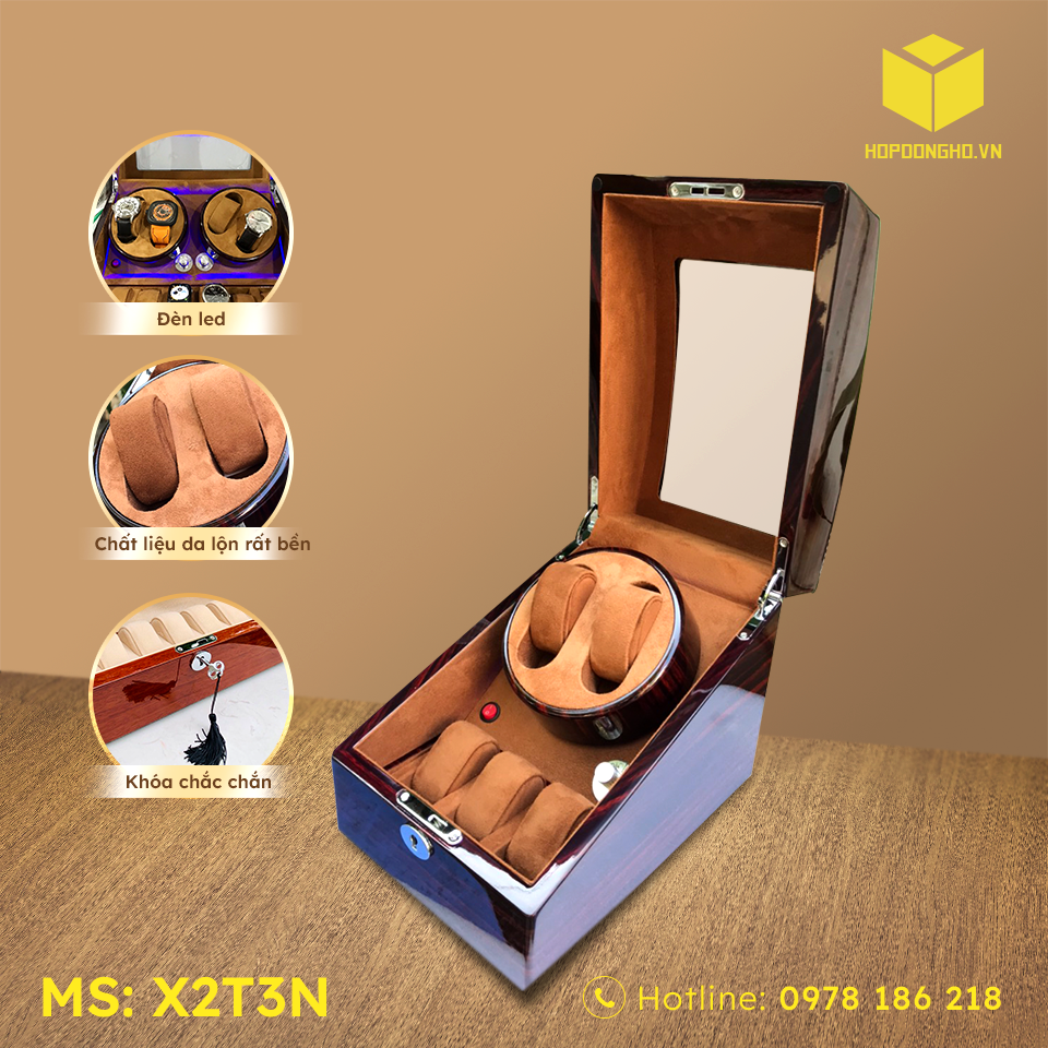 HỘP ĐỰNG ĐỒNG HỒ 2 XOAY 3 TĨNH MÀU NÂU