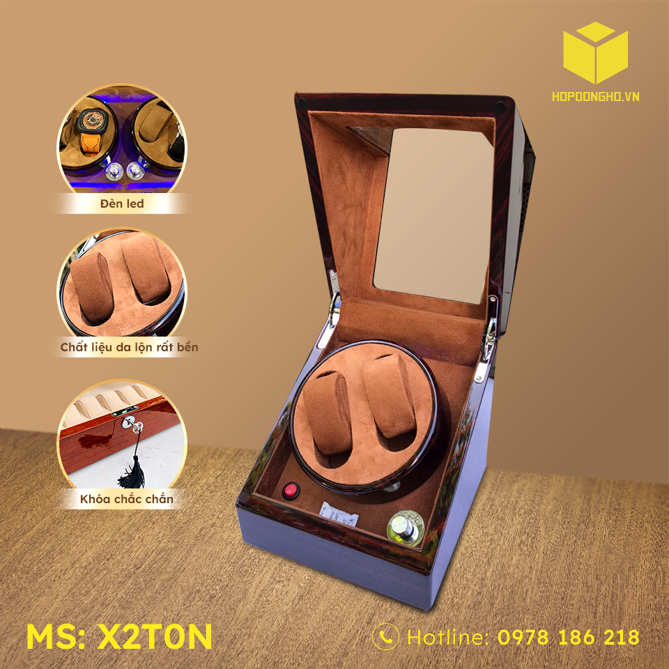 HỘP ĐỰNG ĐỒNG HỒ 2 XOAY 0 TĨNH MÀU NÂU
