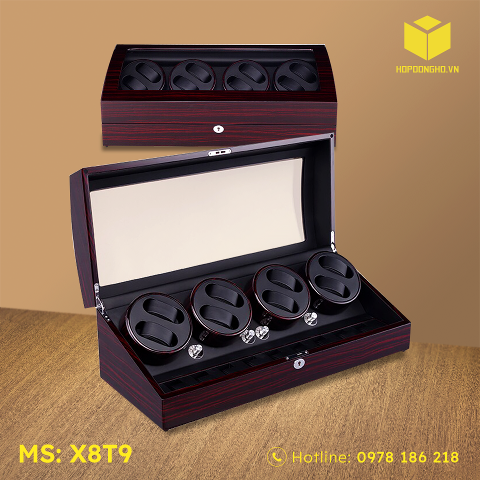 HỘP ĐỰNG ĐỒNG HỒ 8 XOAY 9 TĨNH MÀU ĐEN